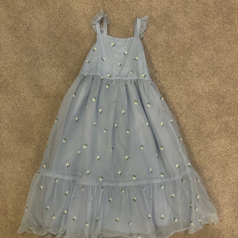Charming Blue Floral Kids Dress